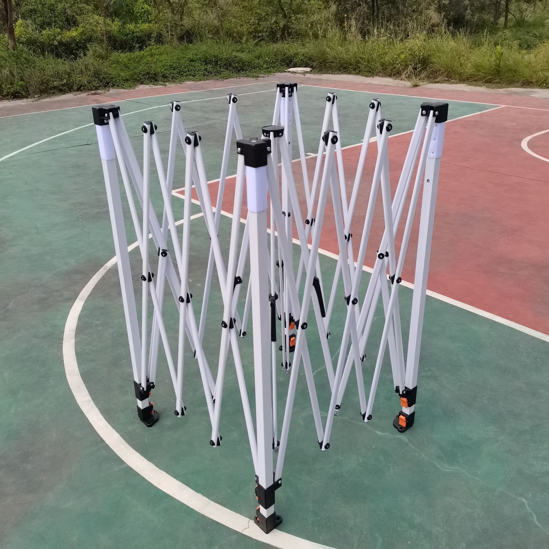 Estante hueco al aire libre camping plegable tienda de campaña de doble capa portátil viaje de cuatro patas tienda 210T recubierto de plata Oxford tela