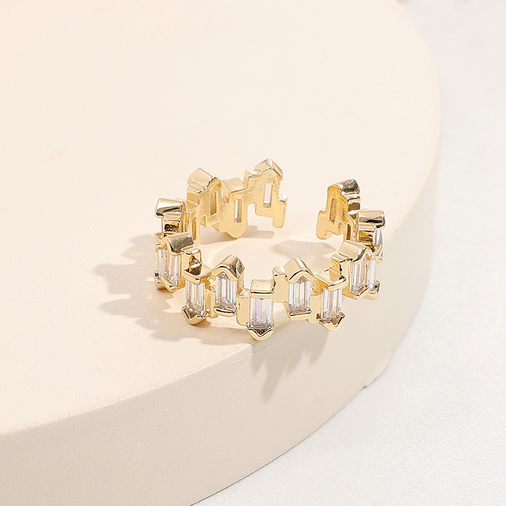 Fashion Geometric Copper Open Ring Plating Zircon Copper Rings