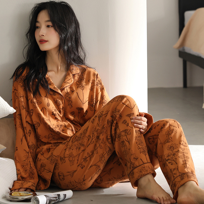 睡衣春秋季双面纯棉加厚长袖开衫新款休闲家居服高级感甜美套装女|undefined