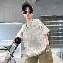 男童t恤短袖夏季帅气2024新款潮童装儿童衣服上衣男大童夏装半袖T