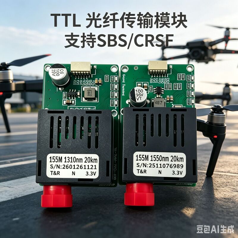 Ttl Uav Optical Transceiver Fpv Fiber Optic Module 1 Channel Video to Uart Sbus/Crsfsky + Gound