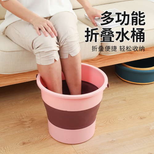 Outdoor portable foldable plastic bucket, household car wash, fishing bucket, beach toy storage bucket, foot soaking bucket
