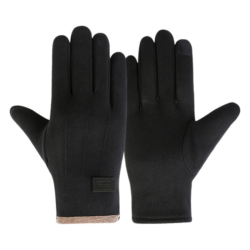 Guantes calientes hombres y mujeres invierno conejo terciopelo forro polar engrosado al aire libre equitación a prueba de frío tres líneas guantes de pantalla táctil