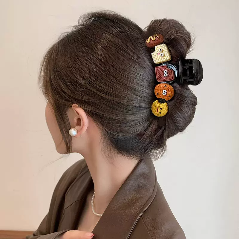 盘发抓夹曲奇饼干发夹女2025新款发抓大号后脑勺鲨鱼夹子头饰发卡