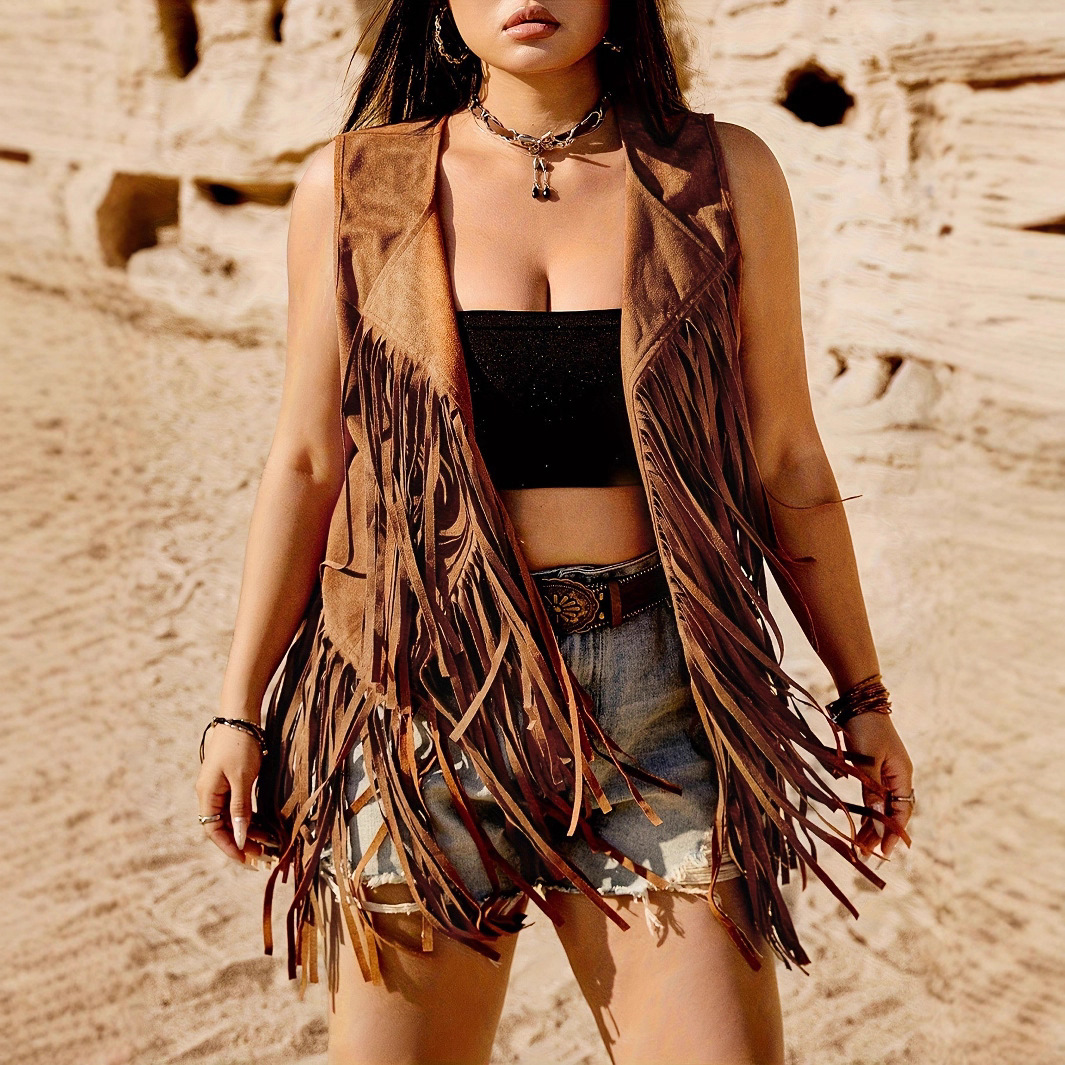 2025年欧美春夏季新款流苏马甲女生复古风显瘦修身百搭无袖背心女