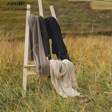 秋冬女士新款蓬松轻薄保暖针织纯羊绒围巾