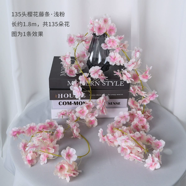 135 light pink simulated cherry blossom rattans