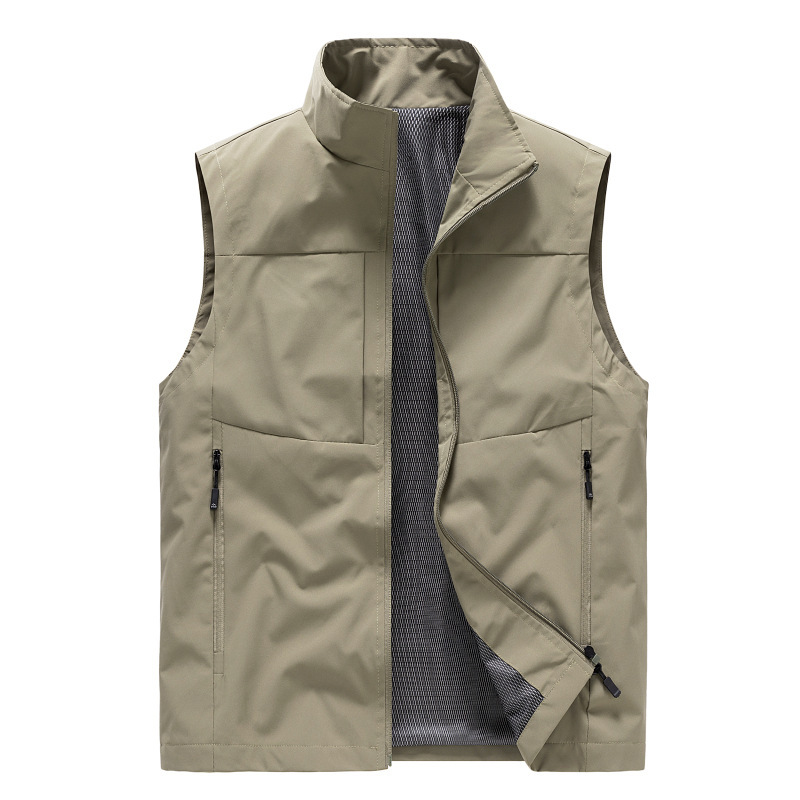 New Outdoor Multi-Pocket Quick-Dry Fishing Vest for Men, Thin Waterproof Sleeveless Vest for Mountaineering and Photography