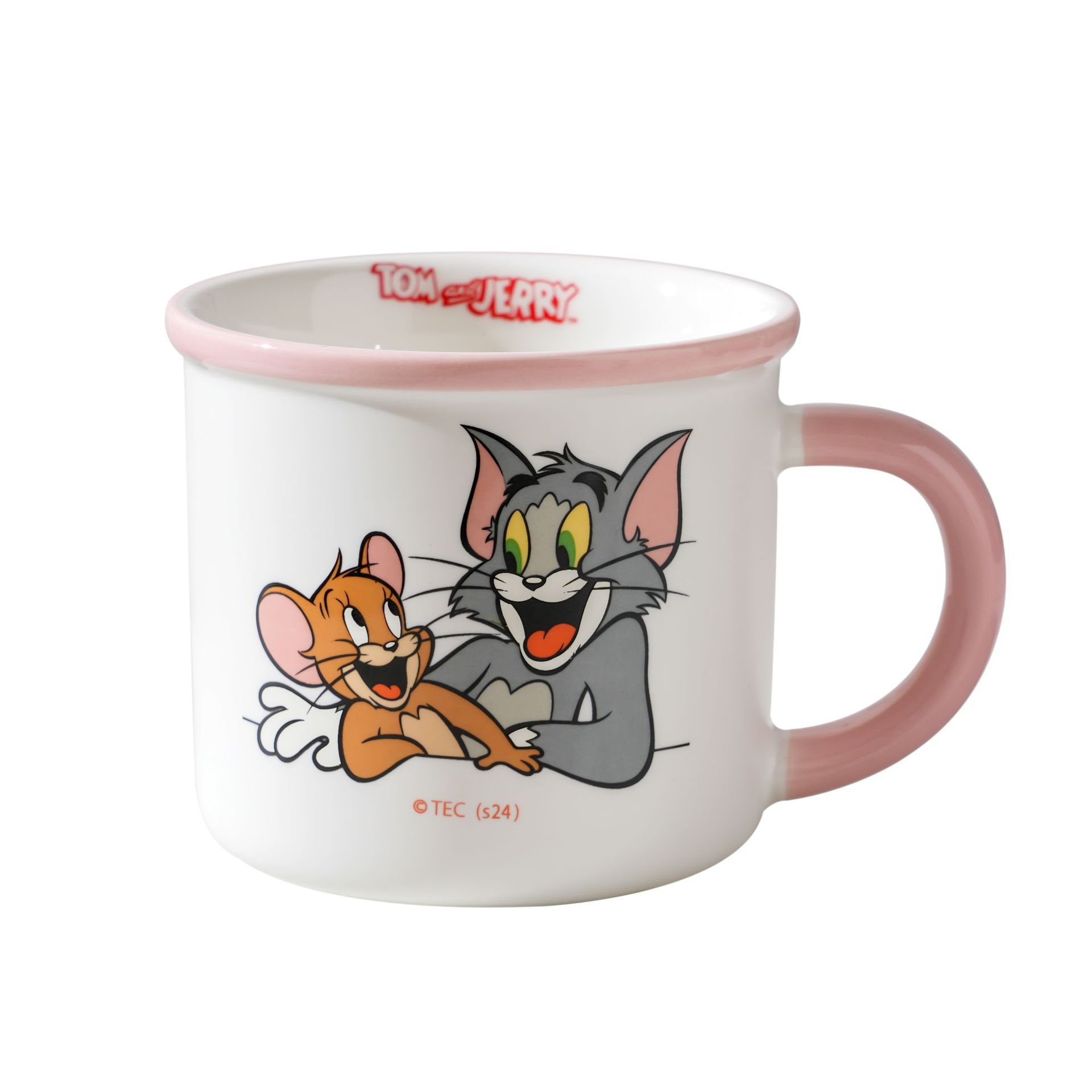 Taza de cerámica de marca compartida de gato y ratón, patrón de dibujos animados, recuerdo, taza de bebida de oficina linda, taza de esmalte de imitación para el hogar