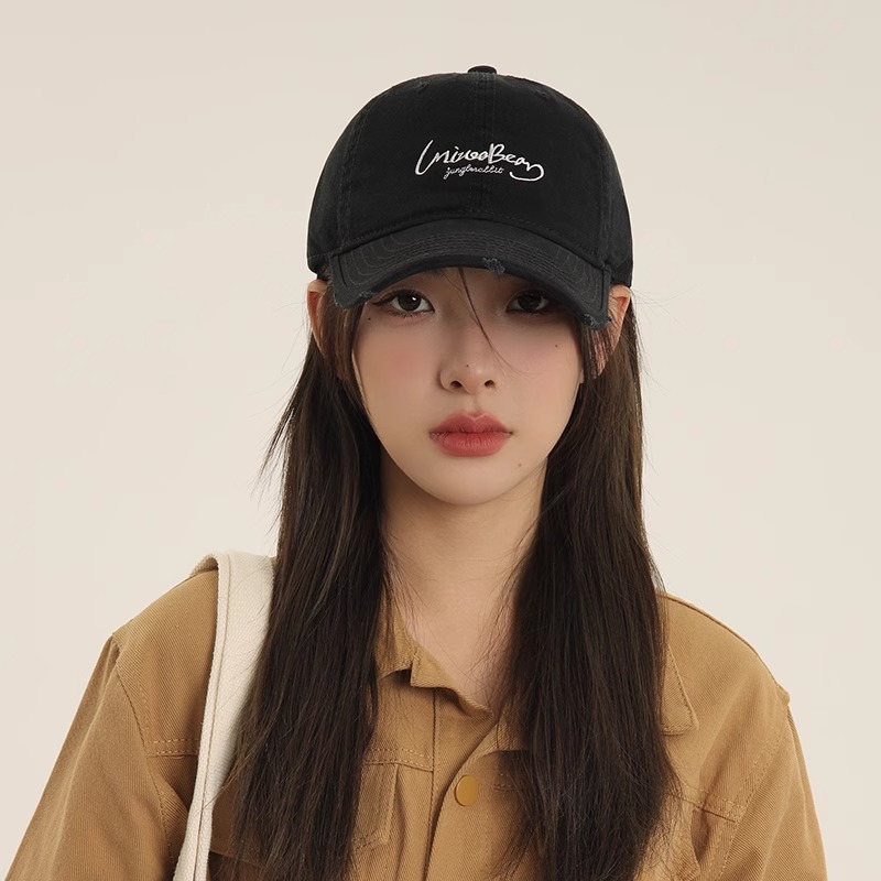 鸭舌帽女款夏季薄款美式刺绣防晒棒球帽加宽帽檐显脸小日韩棒球帽|undefined