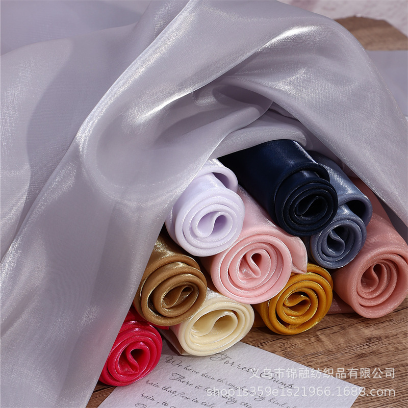 Water-gloss Organza Fabric Han Dynasty Skirt Yarn Wedding Dress Kidsren's Clothing Crystal Satin Organza Clothing Fabric Wholesale