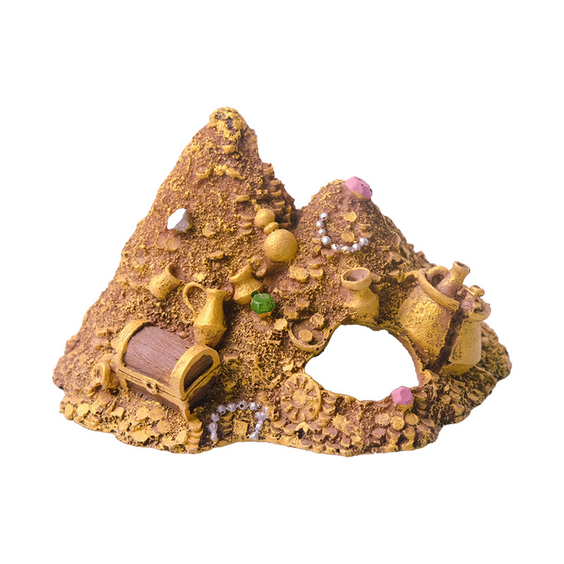 Caja del tesoro, decoración de pecera, decoración de dibujos animados, pescado y camarones, casa de refugio, paisaje de pecera, casa de piña, cueva de refugio, Jinshan Baoshan