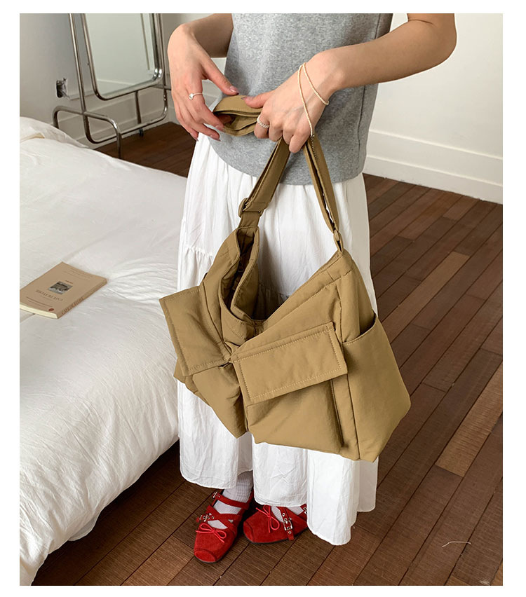 Japanese-style workwear style large-capacity single-shoulder bag, large pocket simple tote bag, ins canvas school crossbody messenger bag undefined