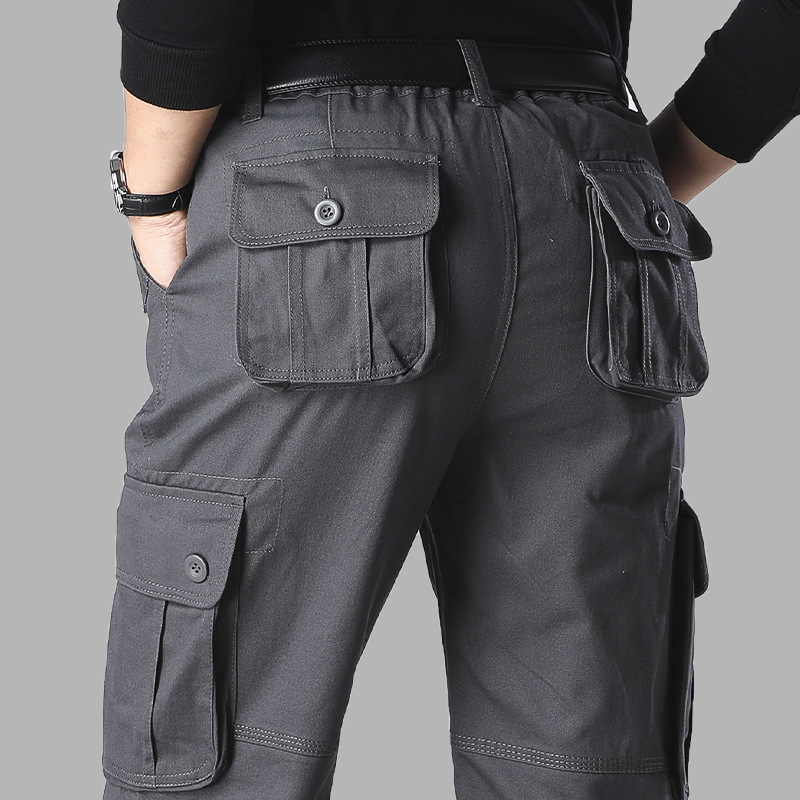 Comercio electrónico en el extranjero al por mayor pantalones casuales de los hombres fuertes resistentes al desgaste sueltos rectos multibolsillos sitio de construcción overoles DE TRABAJO