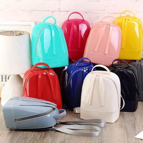 Mochila transparente tipo gelatinaBolsa de playa impermeable para niñosMini mochila escolar coreana a la moda