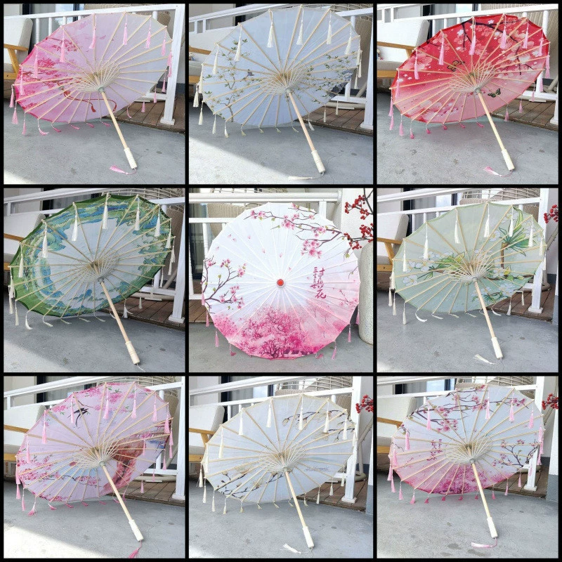 Масляный бумажный зонтик Shigu, детский танцевальный зонтик с кисточками, студенческий зонтик в древнем стиле, зонтик для подиума в стиле династии Хань, зонтик-реквизит в китайском стиле