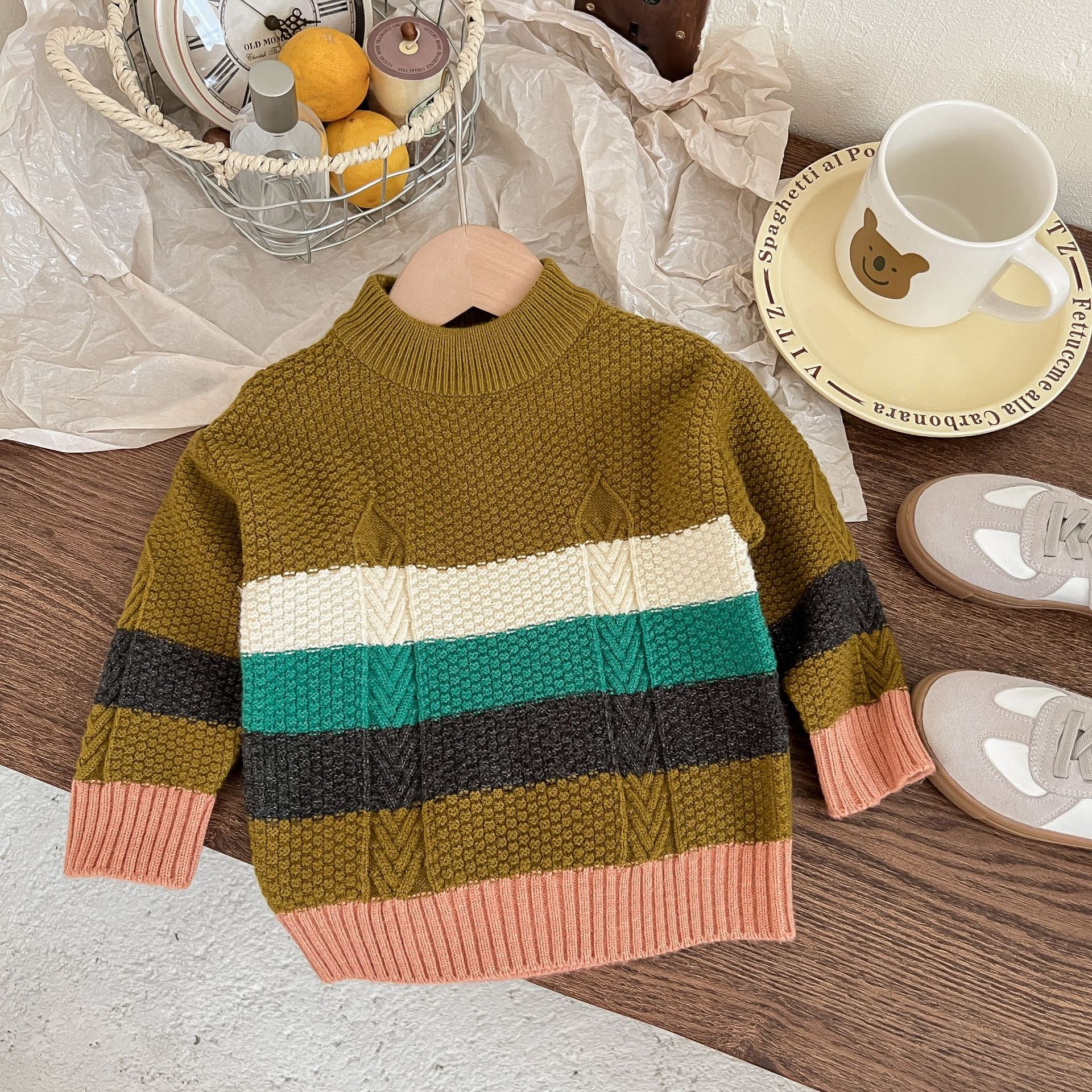 JINYONG Kinder Koreanische Ausgabe Neue Jungen und Mädchen Strickjacke Baby Rundhals Pullover Mantel_voghion.com