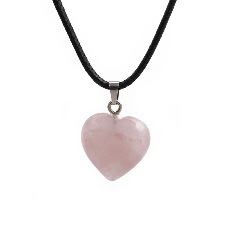 Fashion Pink Crystal Heart Pendant Necklace display picture 6