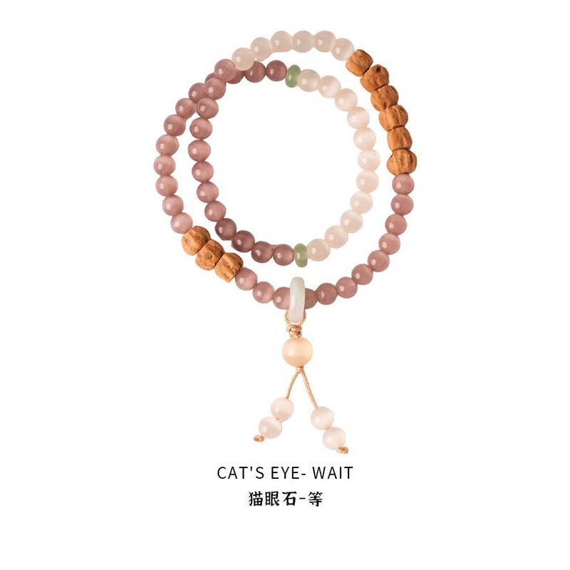 晗珞~猫眼石淡水珍珠玉髓手链新中式复古文玩手串休闲百搭手饰女|undefined