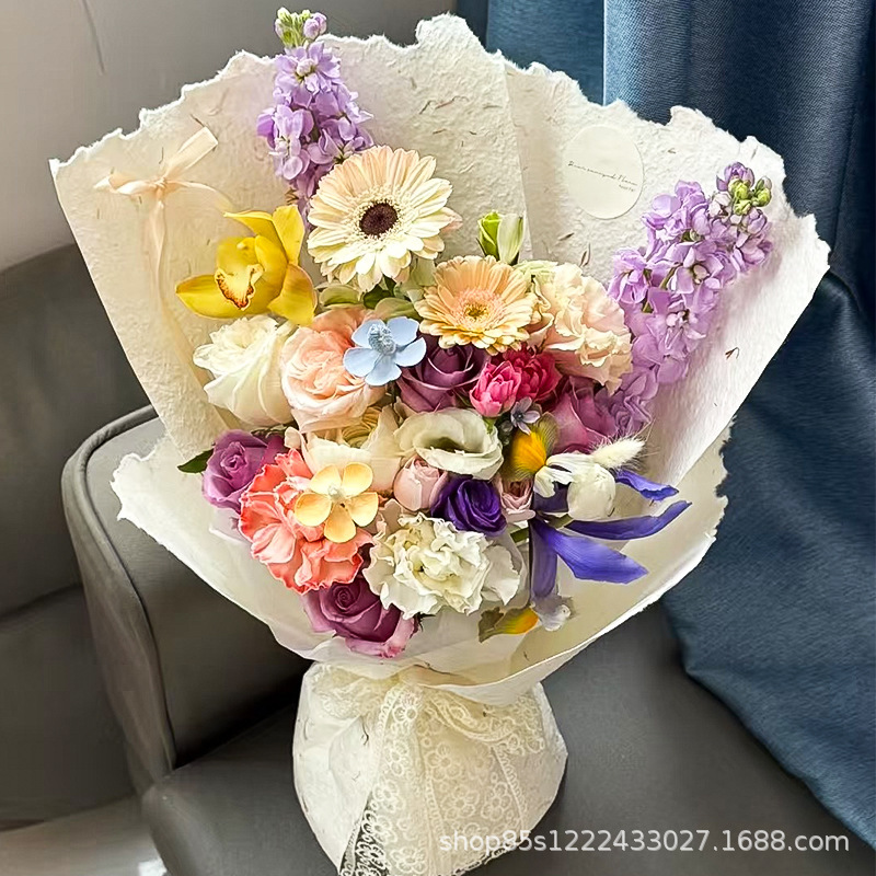卓繊維花材クリーム風花びら手裂き東巴紙花束包花紙芸術花芸材料花包装紙|undefined