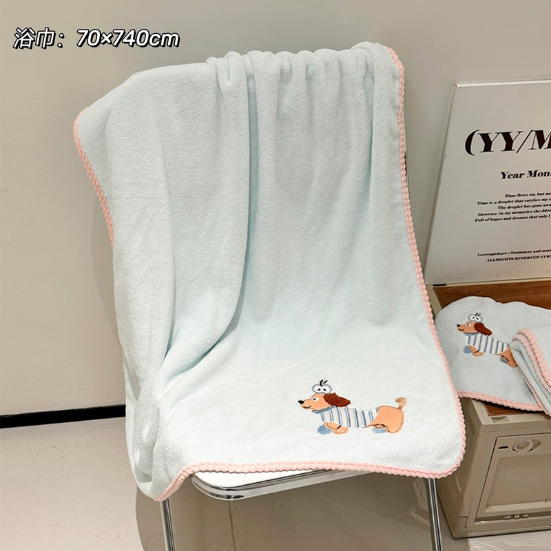 ダックスフント バススカート 夏 大人 カップル タオルセット コーラルベルベット 肌に優しい 吸水速乾 ラップタオル 怠け者 ホームバスタオル|undefined