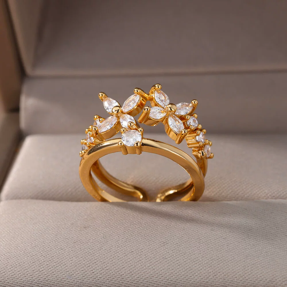 Creative zirconium, ring, accessory, Aliexpress, simple and elegant design, micro incrustation, 750 sample gold