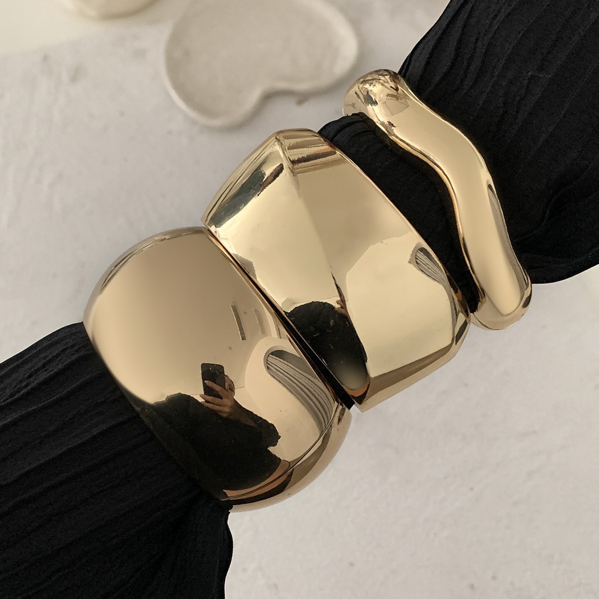 欧美braclet设计感不规则波浪宽手环跨境夸张ins金属光面弹簧手镯 欧美braclet设计感不规则波浪宽手环跨境夸张ins金属光面弹簧手镯