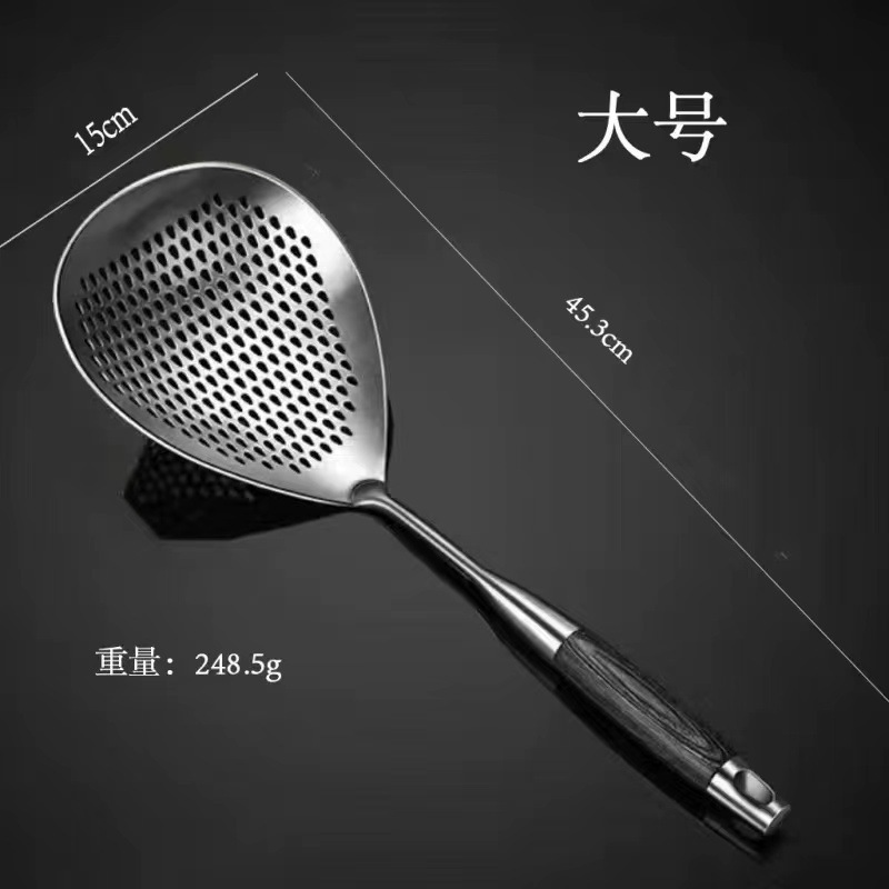 acero inoxidable pimienta cucharas de cocina frita casera hueco cocina frita profundiza mango anti-escaldaduras para pescar fideos grande