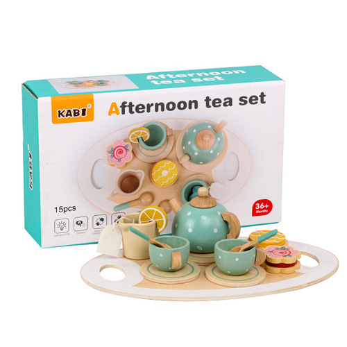 Cross-border wooden children's boys and girls simulation afternoon tea ice cream shop tea set set play house kitchen toys