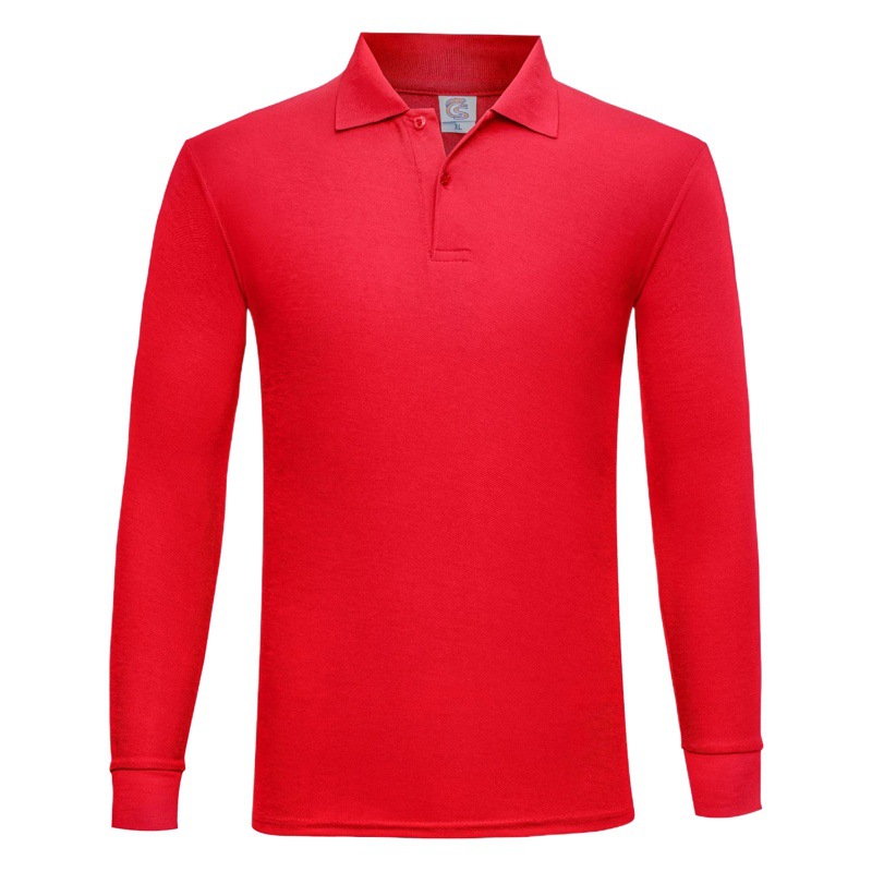Solapa de algodón de poliéster de color sólido Camiseta de manga larga Polo grupo de empresa ropa de trabajo Publicidad camisa cultural logotipo impreso personalizado