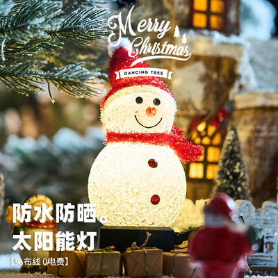 Solar Snowman Lamp Outdoor Villa Courtyard Lawn Decoration Garden Waterproof Night Light Christmas Arrangement Floor Light