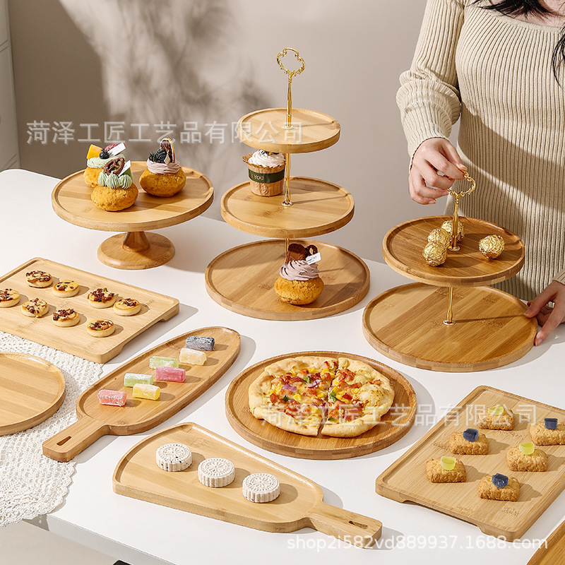 Wooden Dessert Cake Plate Tall Cake Tray Wooden Dessert Table Display Stand Bread Dessert Fruit Tasting Plate