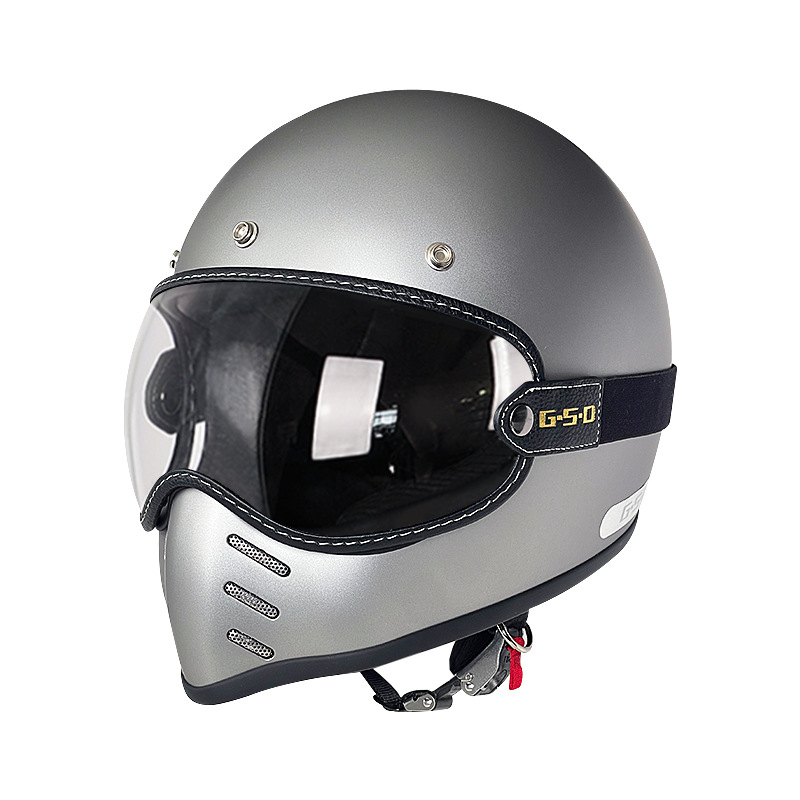 Motosiklet kaskı (dəbilqə) – Motuoche Helmet Full Face - matte-titanium-transparent-visor-m55-56