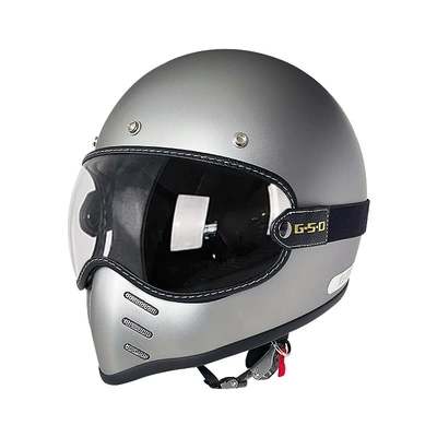 Motosiklet kaskı (dəbilqə) – Foreign Trade Export Fiberglass Retro Motorcycle - matte-titanium-transparent-mirror-m55-56