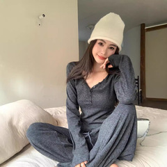【工場現物】カジュアルスーツ女性秋長袖tシャツスリムスリムキャミソールワイドパンツ3点セット