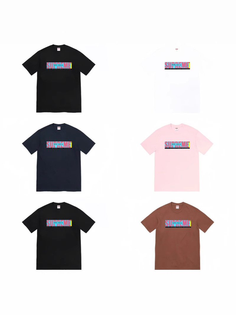 High Version Trendy Brand Supreme Co-Branded Classic Logo Double Yarn Pure Cotton Men's and Women's Heavyweight Loose Short-Sleeved T-Shirt