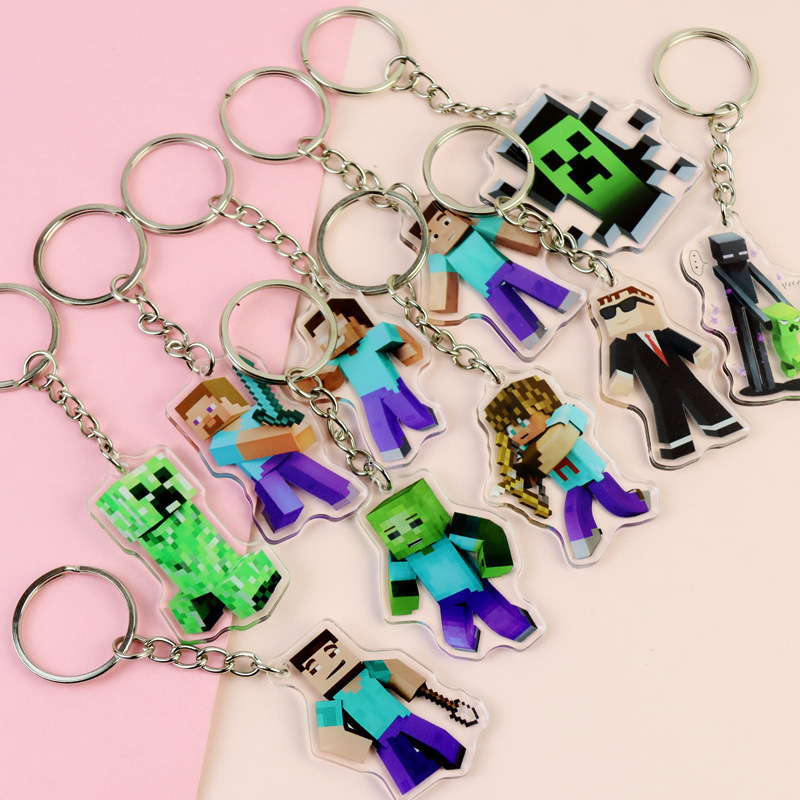 My world Square game acrylic keychain in stock wholesale anime peripheral student schoolbag car pendant