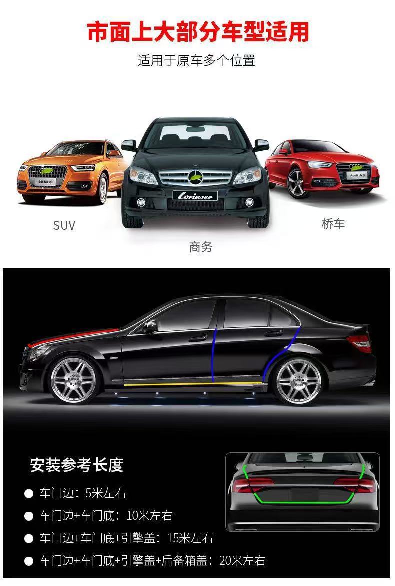 Car Transparent U-Shaped Anti-Collision Adhesive Strip Door Edge Protection Strip Anti-Scratch Widened Thickened Edge Decorative Strip