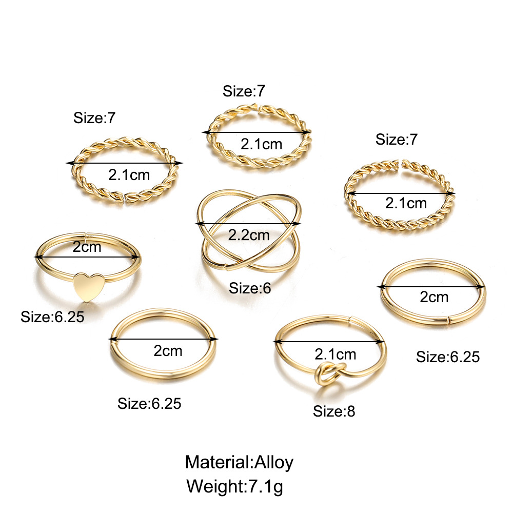 Nuevo Conjunto De Anillos De Junta De Aleación Simple Creativo Retro Multicapa Apertura Cruzada Twist Love Ring Al Por Mayor display picture 16