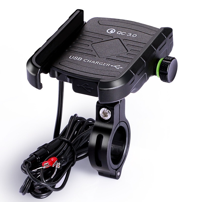 Modatong motorcycle mobile phone holder with usb electrical qc3.0 fast charging aluminum alloy navigation mobile phone holder with switch