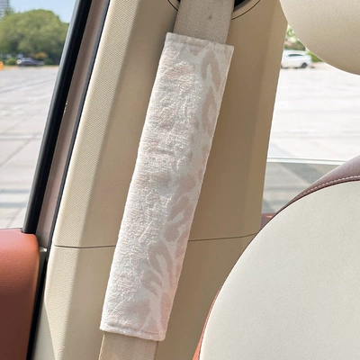 Manufacturer Customized Seat Belt Shoulder Cover, High-End Leopard Print Seat Belt Protective Cover, Anti-Stranglehold Car Interior Supplies (Seat belt shoulder pad) - leopard-print-shoulder-pads-beige