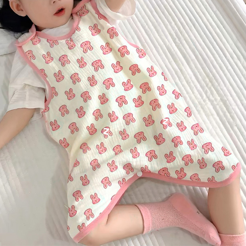 ベビーお腹保護ベスト寝袋子供の夏のガーゼ純綿開脚アンチキックキルト男の子ノースリーブパジャマ女の子|undefined