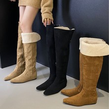 过膝靴雪地靴皮毛一体加绒长筒靴女2025秋冬新款绒面瘦瘦靴骑士靴