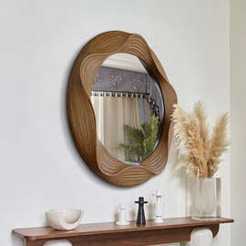 ✅美式复古梳妆镜壁挂卫生间异形浴室镜异形梳妆台化妆镜客厅玄关