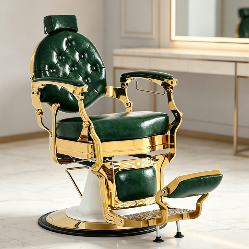 Sillón de Barbería Reclinable Fanjie para Hombres, Sillón Profesional para Salón de Belleza, Sillón de Corte de Pelo Semitiltable de Alta Resistencia, Sillón de Barbería Ajustable