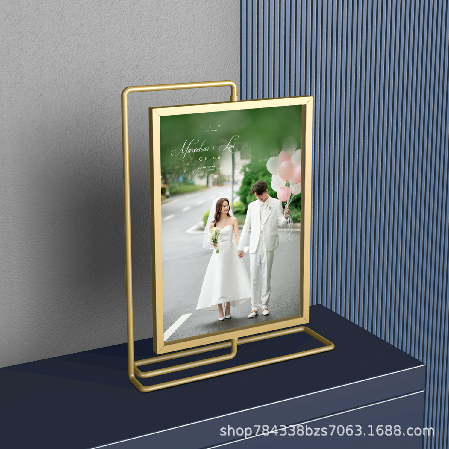 Metal Double-Sided Display Photo Frame Desktop Simple Style Double-Sided Rotating Creative Photo Table with Replaceable Inner Pages