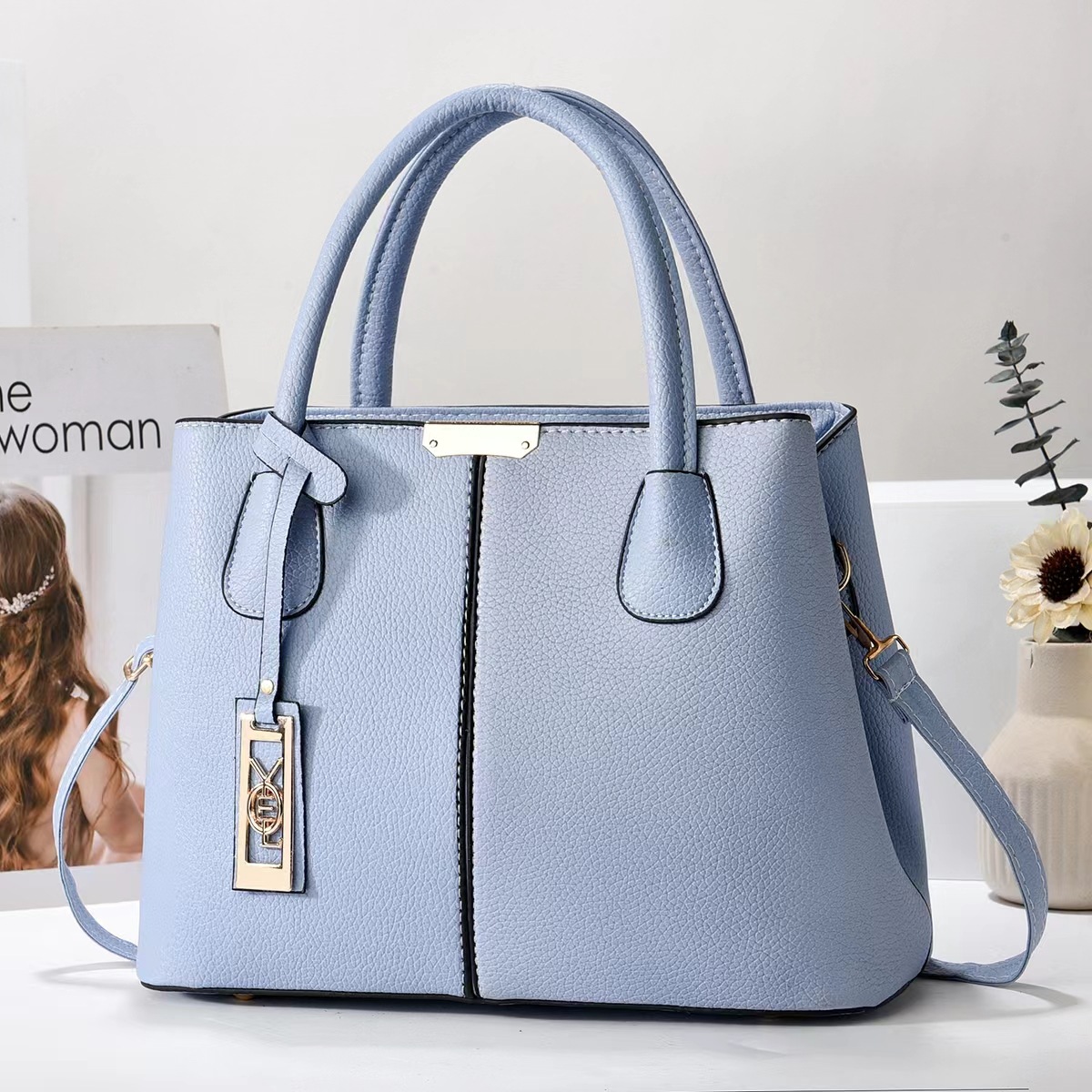 thumbnail for Wire Hook Foreign Trade Bag 2024 New Fashion Handbag Middle-aged Mother Bag Large Capacity Shoulder Bag