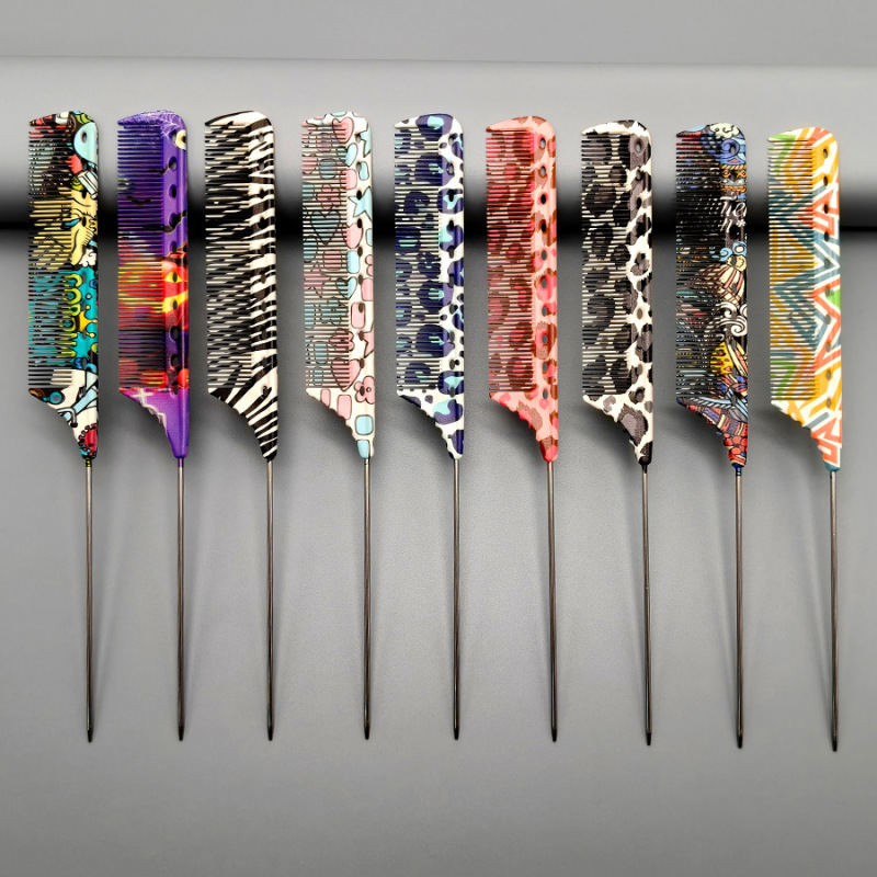 European and American Fashion Graffiti Hair Comb Hairstylist Pointed Tail Comb Wedding Dress Shop Beauty Salon Styling Hair Comb
