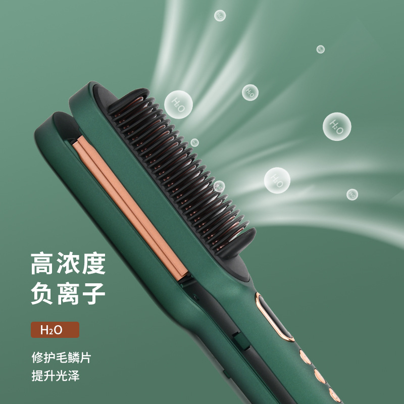 Kemei KM-2237 aire caliente peine pelo recto peine férula de iones negativos cuidado del pelo LED LCD pantalla digital dos en uno rizador