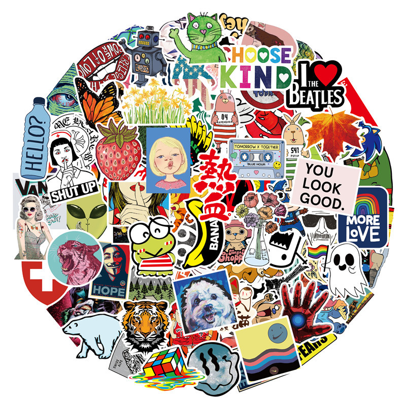 Sticker Pack City Style Graffiti — PVC Printed, 100 Unique Patterns, Assorted A–J Sets